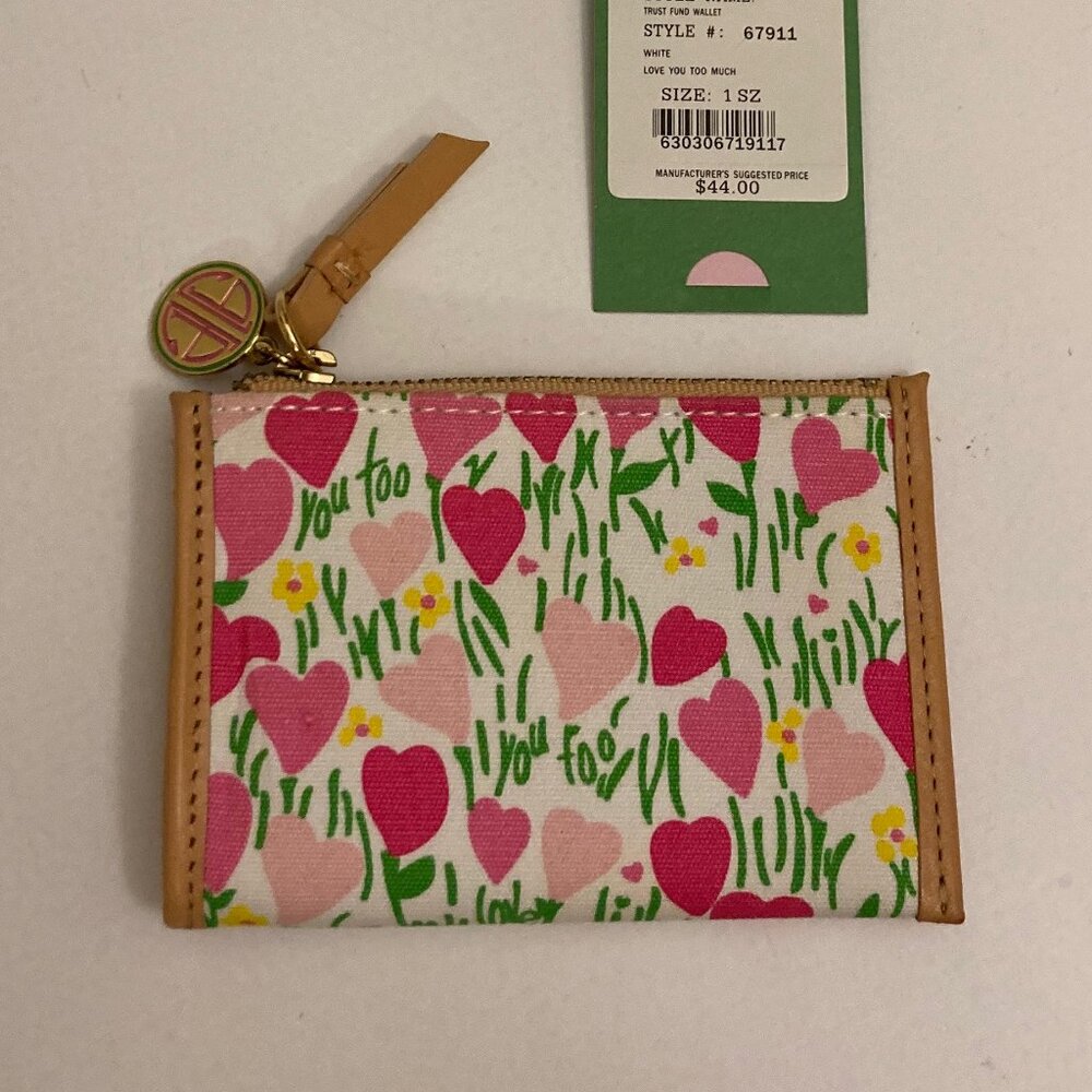 Lilly Pulitzer Trust Fund Wallet White Love You 2 Much NWT Hearts Valentine RARE